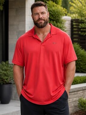 Greg Norman Collection Men's coral orange Short-Sleeve Polo